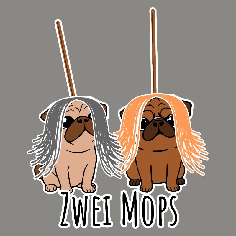 Zwei Mops - Hunde oder Putzgeräte? Hunde Humor?