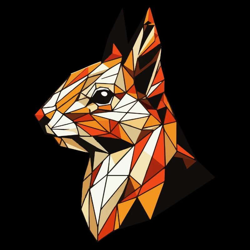 Squirrel Illustration Triangles Geometric