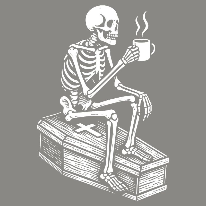Skeleton drinking espresso