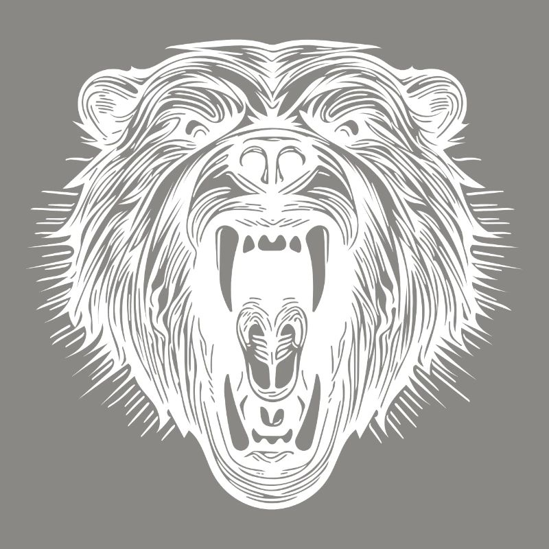 Angry bear's head with sharp teeth