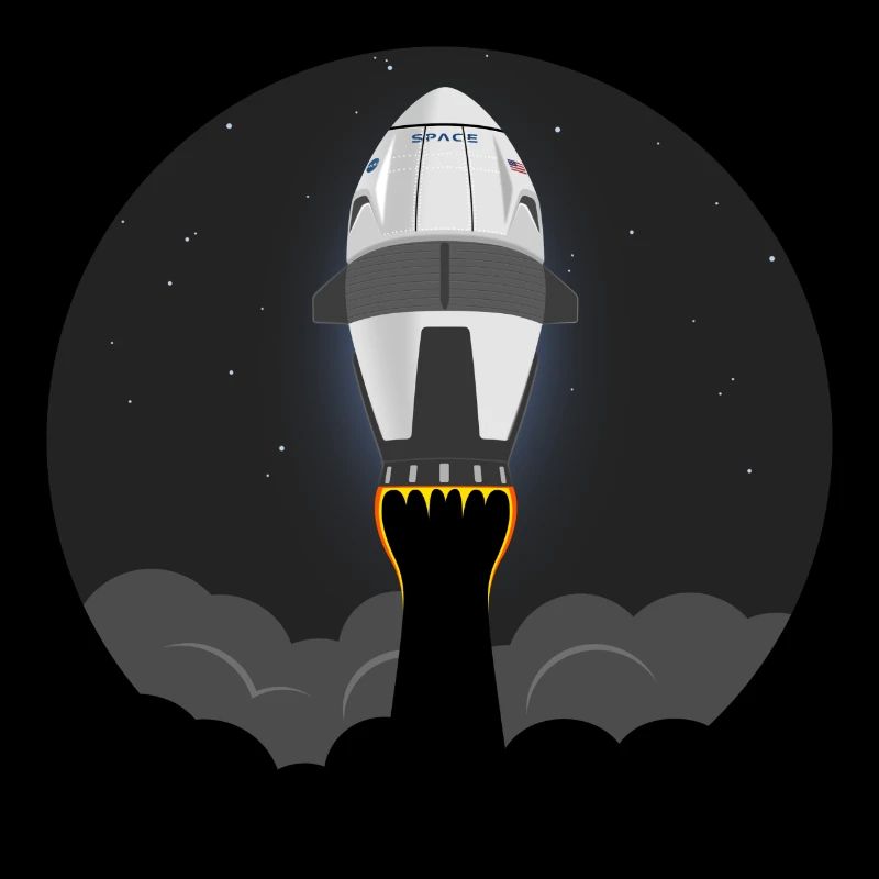 La fusée spatiale vole dans l’espace