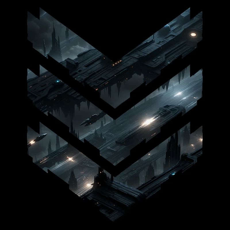 Futuristic Sci-Fi Space Station Layers – Dark City