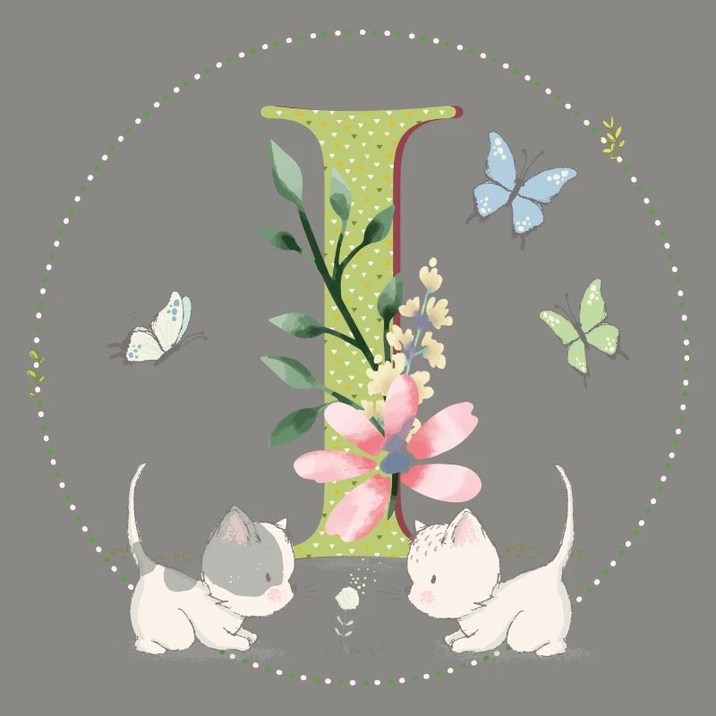 Lettre initiale I avec chat
