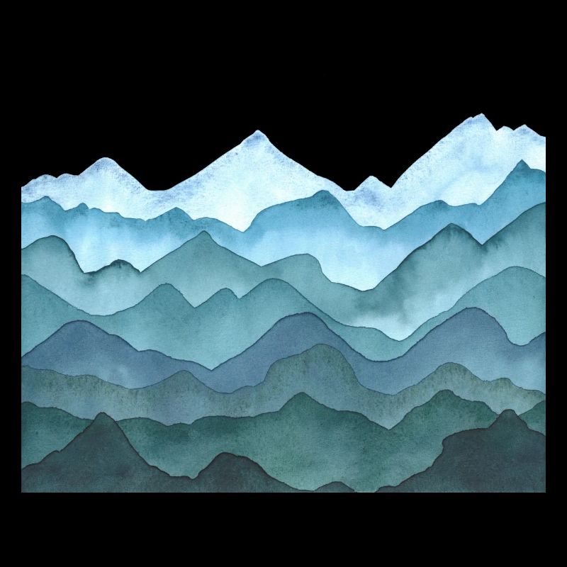 Landschaft mit Hügeln oder Bergen - Aquarell