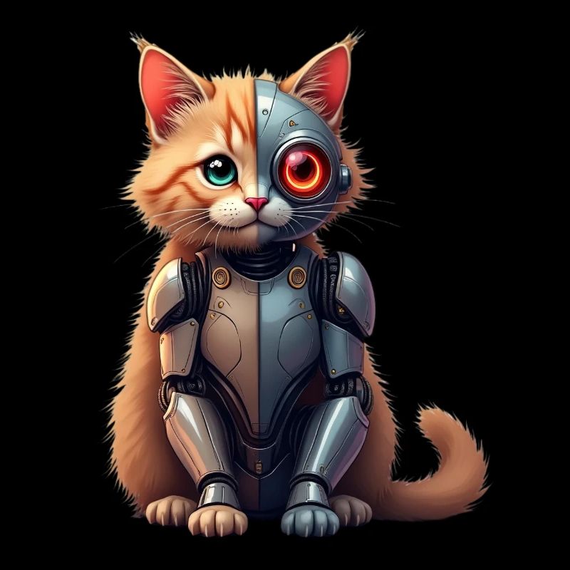 Drôle Robot Chat Tech Chats Cyborg Animal Chat