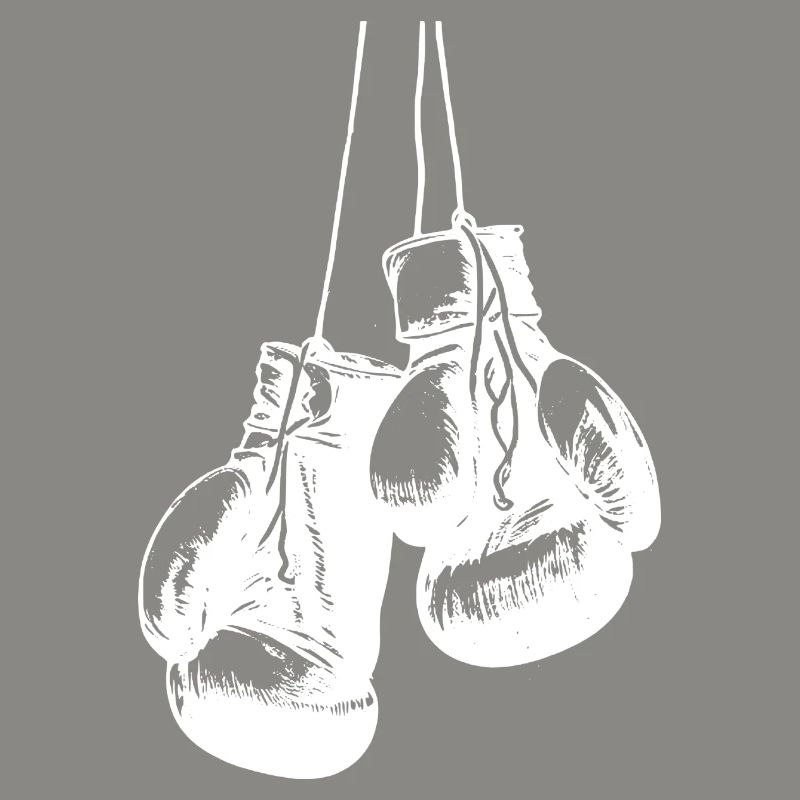 Conception de gants de boxe blancs suspendus. Conception de logo