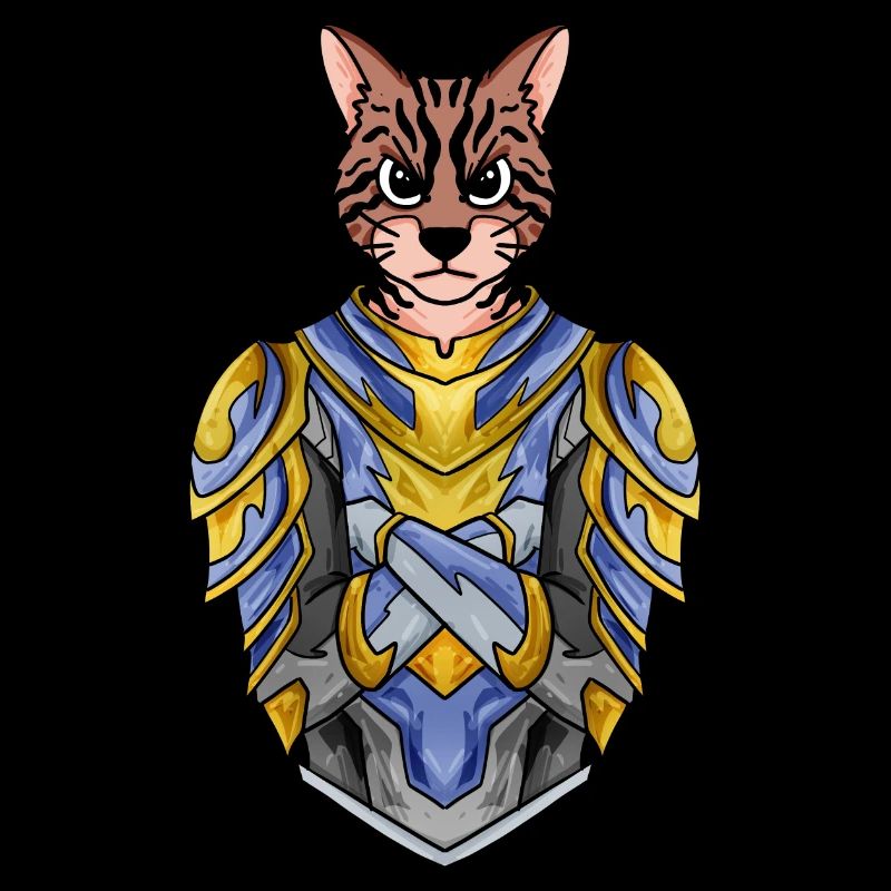 Chevalier Chat Chat Race Bengale Chat avec Armure