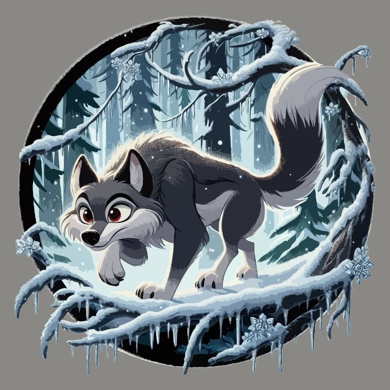 Wolf im eisigen Wald