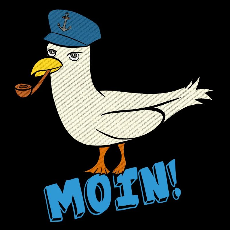 Kapitän Möwe mit Pfeife Moin