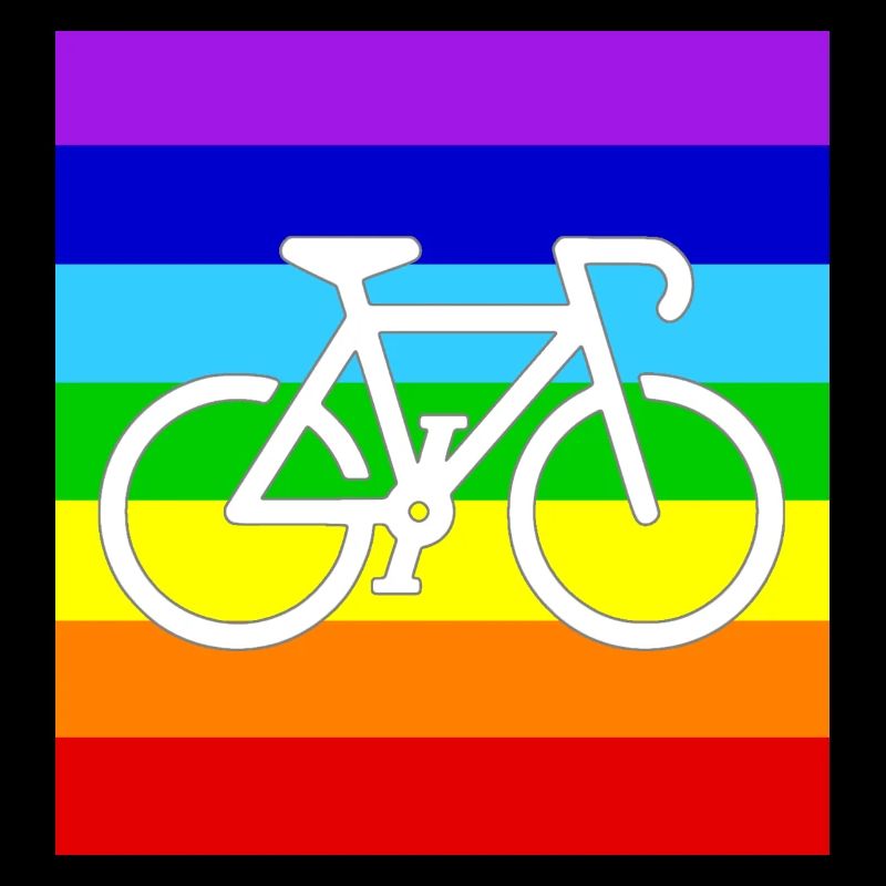 WHITE BICYCLE on a PEACE RAINBOW FLAG