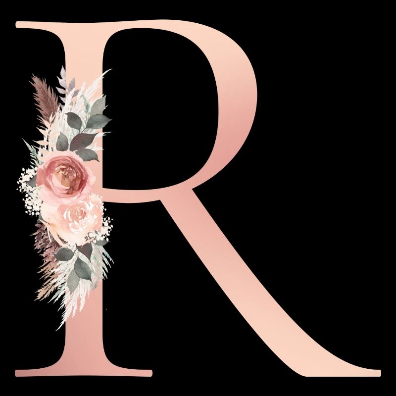 Personalisierbar Monogramm R Blumen Boho