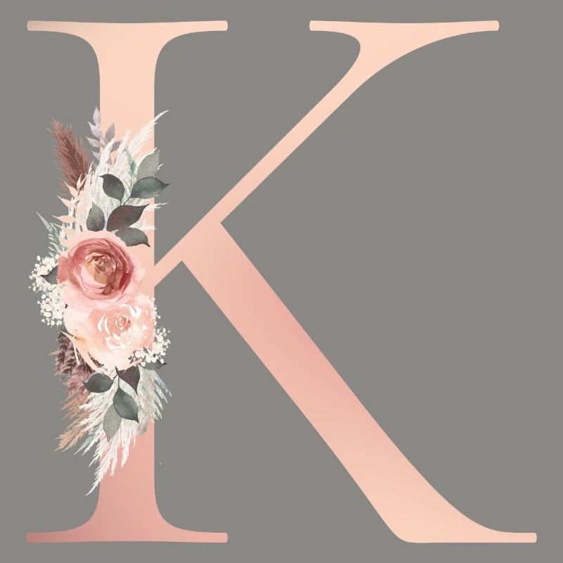 Customizable Monogram K Flowers Boho