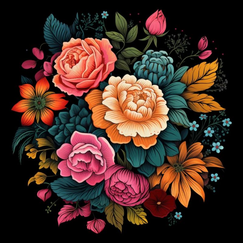 T-Shirts with a psychedelic flower pattern