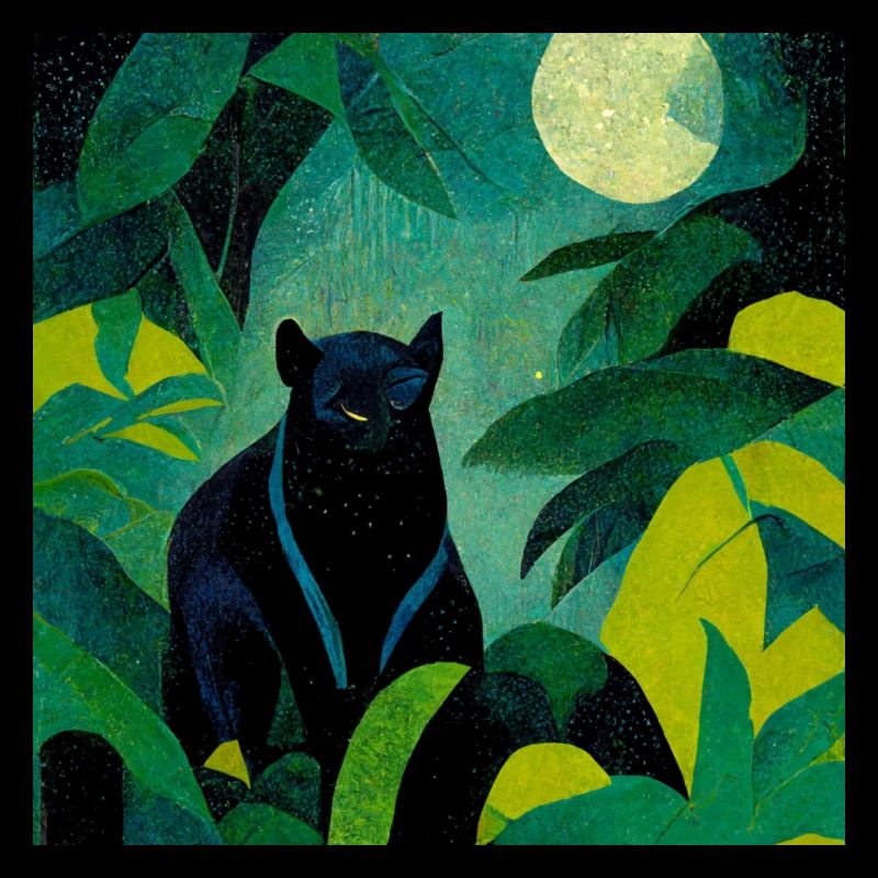 Panthère dans la jungle au clair de lune