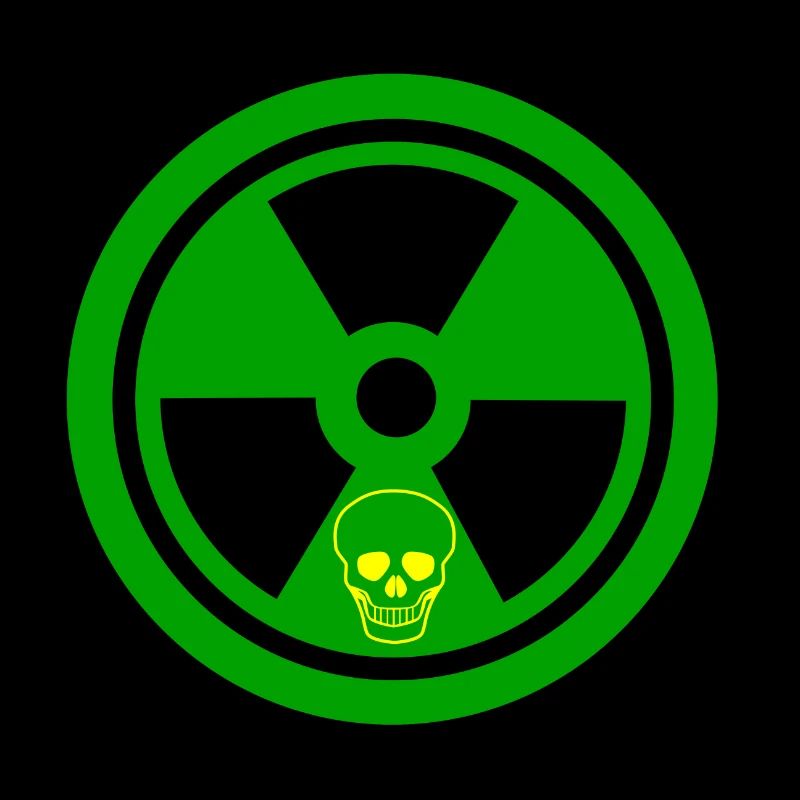 Caution Radioactive Sign With Skull