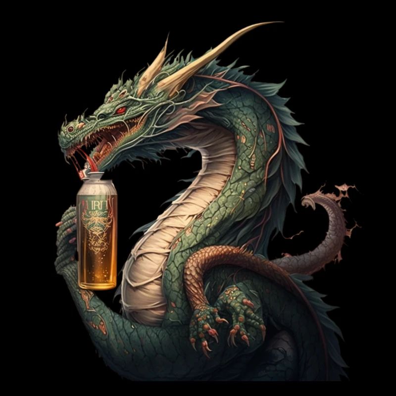 Gefährlicher chinesischer Drache und sein Bier