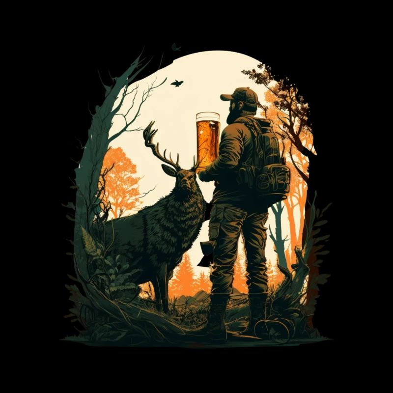 Hirsch un Jäger begegnen sich mit Bier