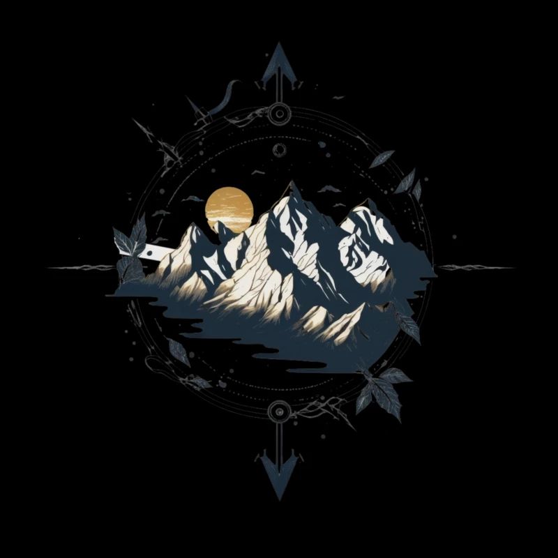 Compass with mountains for outdoor lovers
