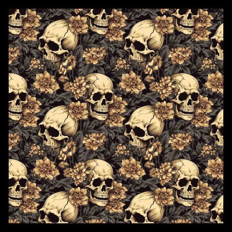 Skulls Seamless Pattern Gothic Dark Halloween