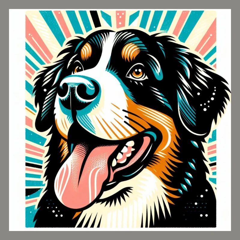 Style vectoriel de risographie de chien bernois