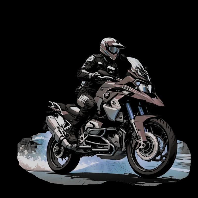 Biker auf grauen Motorrad