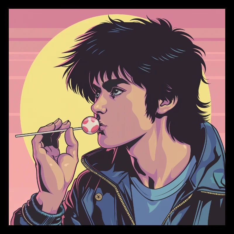 Années 80 Anime Guy Calmant Impression de mode de haute qualité