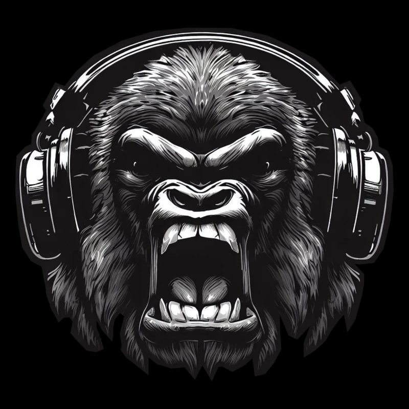 Gorilla DJ mit Kopfhörern
