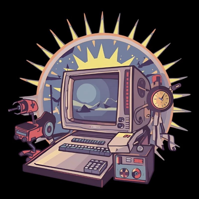 Futuristic computer with retro elements