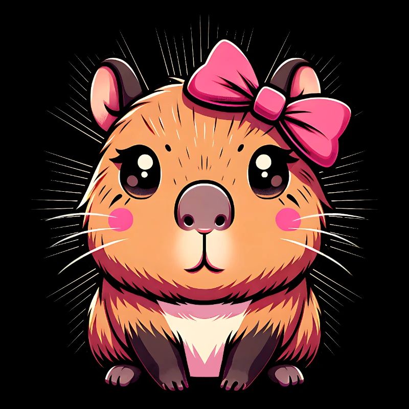 Mignon Capybara Nœud Rose Capybara