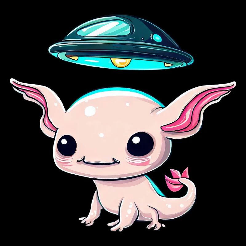 UFO-Entführung eines Axolotls durch ein Alien