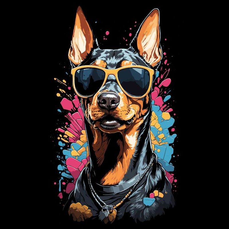 Design de chien Doberman cool avec style