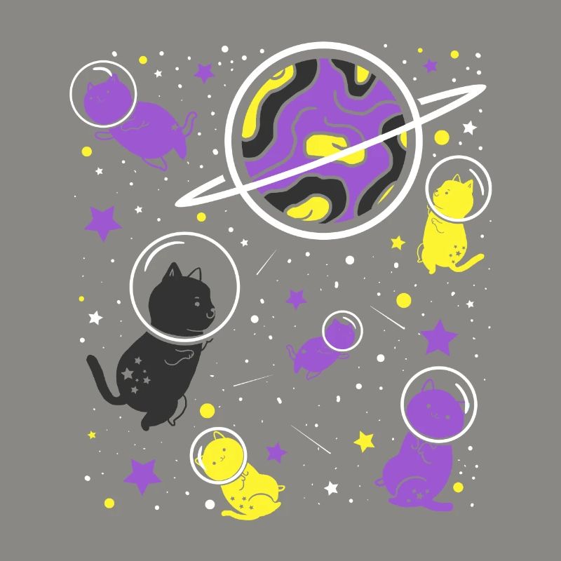 Nonbinary Pride Cat in Space