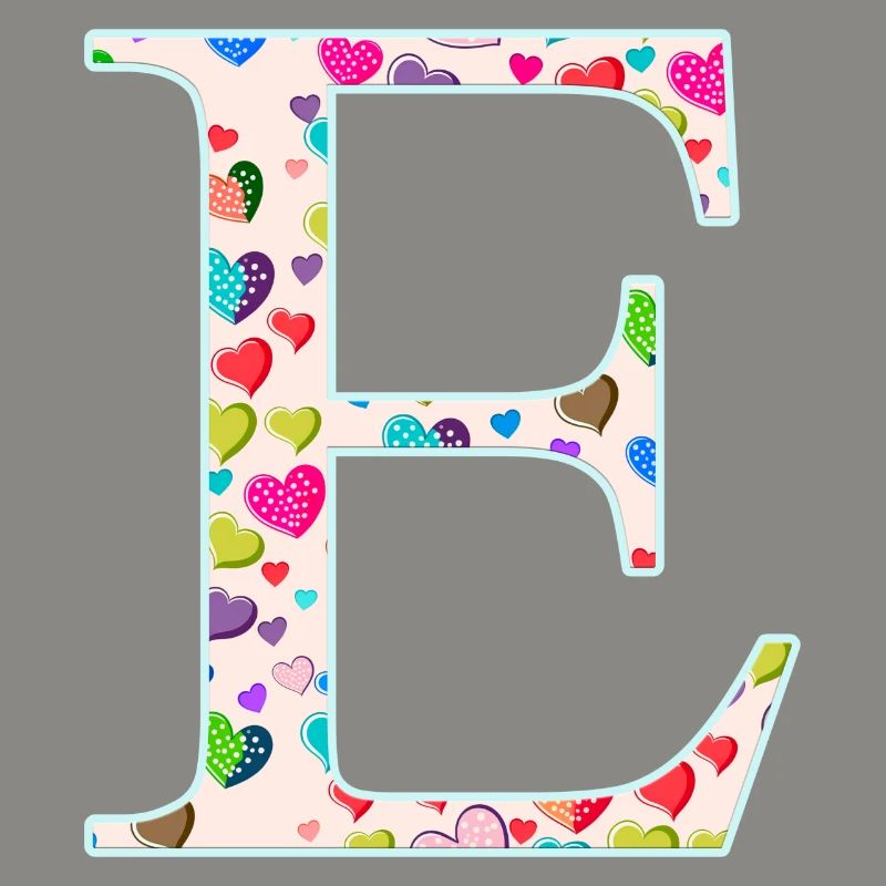 Customizable Monogram E Heart Pattern