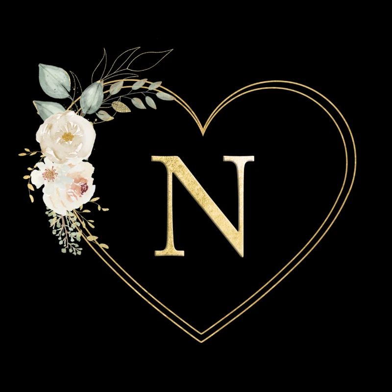 Customizable heart monogram N