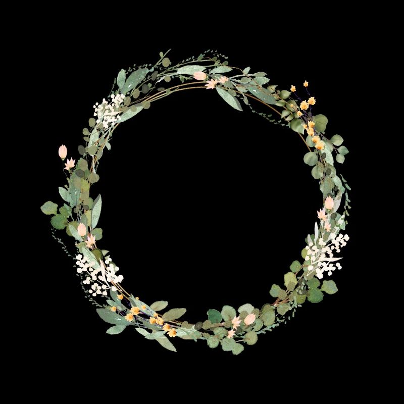 Flowers, eucalyptus wreath, customizable