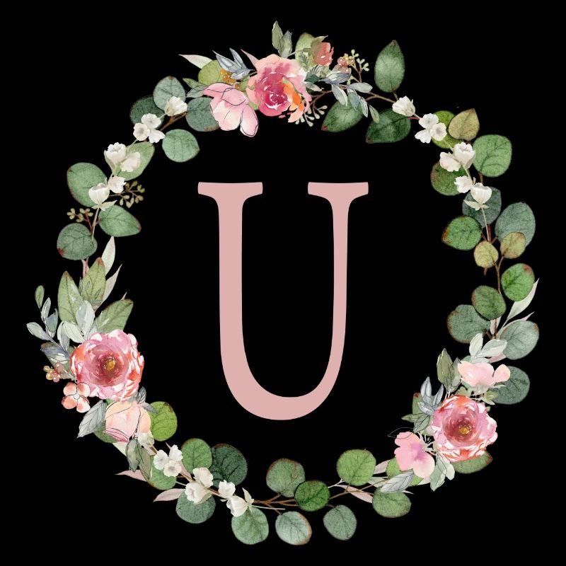 U Monogram Eucalyptus Rose Wreath