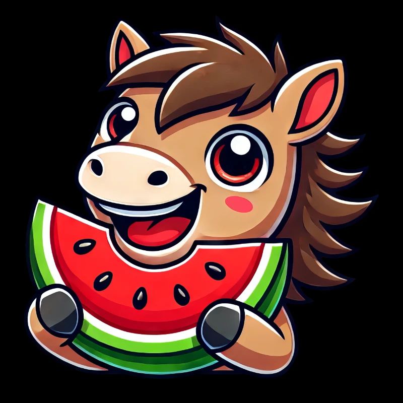 Mignon Cheval Pastèque Dessin animé Été