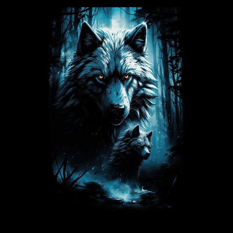 Dunkle Kunst Wolf Wald Mythisch
