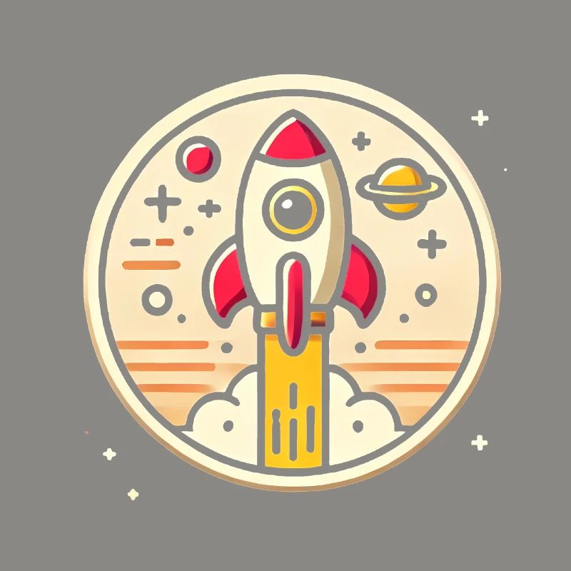 Fusée rétro perdue dans l’espace Graphique