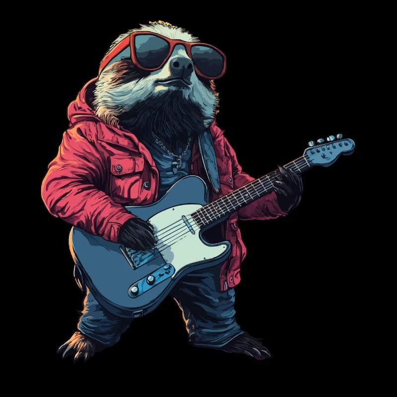 Faultier mit E-Gitarre