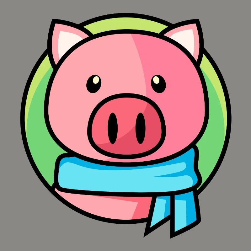 Cochon rose avec écharpe