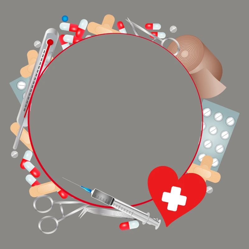 Erste Hilfe Set oder Reiseapotheke als Rahmen