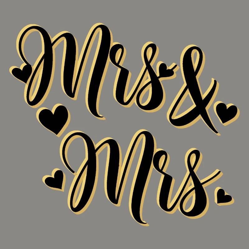 Mrs. and Mrs. in gold script