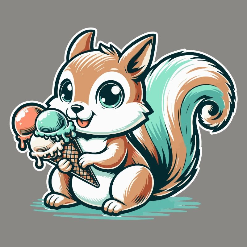 Niedliches Cartoon-Eichhörnchen mit Eiscreme