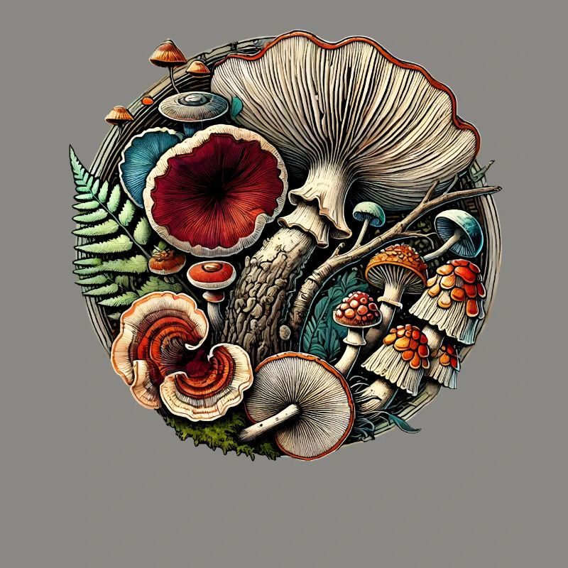 Conception complexe de champignons et d’éléments forestiers