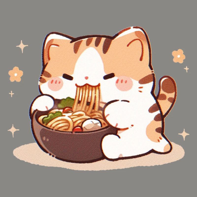 Mème de chat mangeant des spaghettis