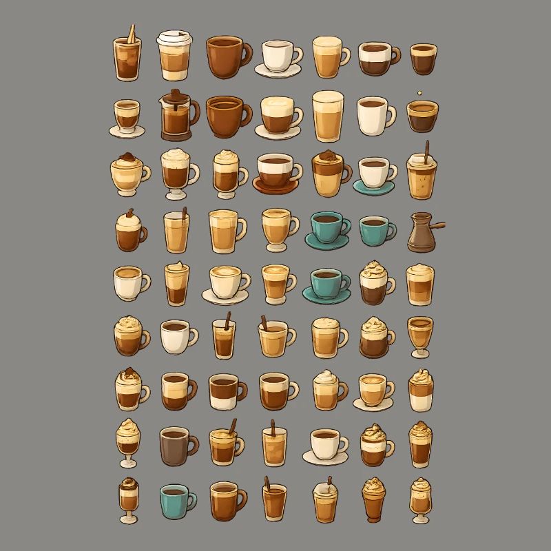 Various coffee drinks illustration