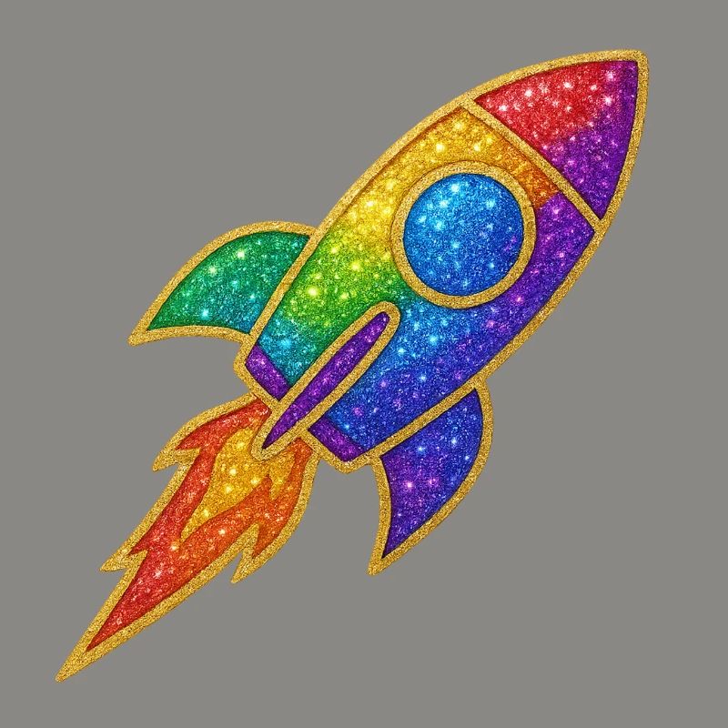 Rainbow Rocket Glitter Design