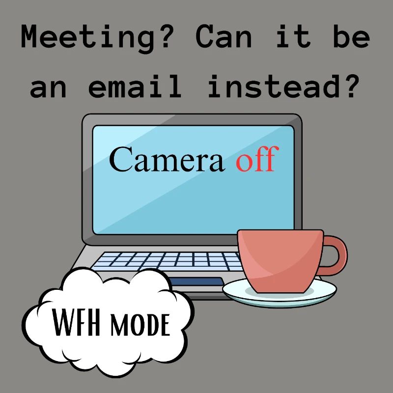 Treffen lustige WFH ändern Computermodus Arbeit.