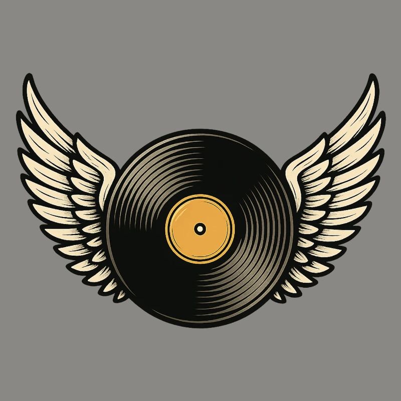 Disque vinyle avec piano à queue | Conception d’ailes en vinyle